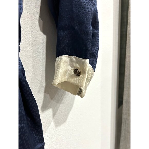 Vintage Emily Daniel Intimate Navy and White Robe With Belt SZ Large - Picture 5 of 9